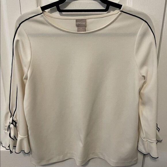 Chico’s Off-White and Black Work Blouse - Picture 1 of 3